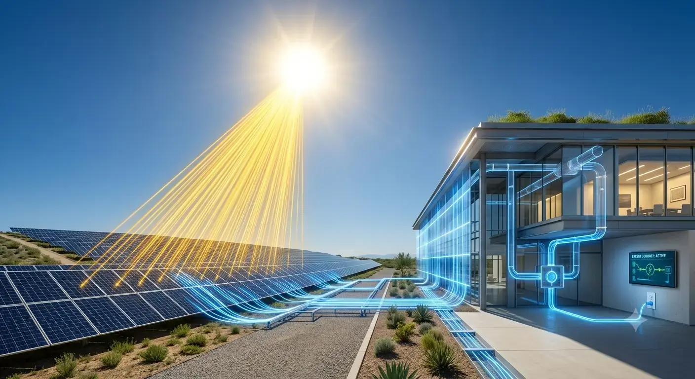 Professional solar installation technician on rooftop